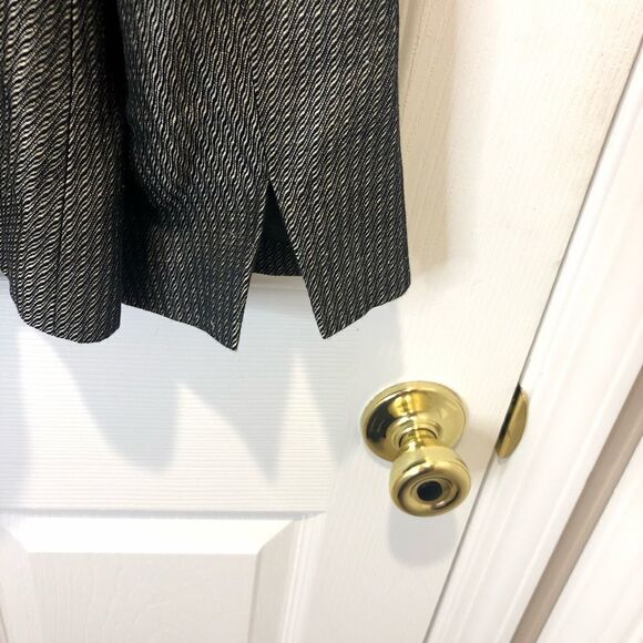 Ellen Tracy Linda Allard black gray silver button front blazer and skirt suit - Picture 13 of 16